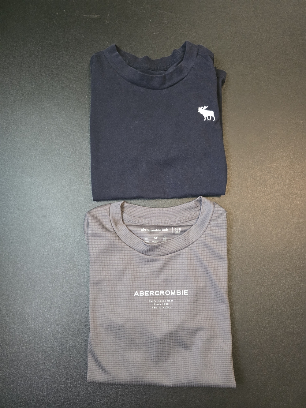 Abercrombie Gray Performance Tee + Navy Moose Logo Tee